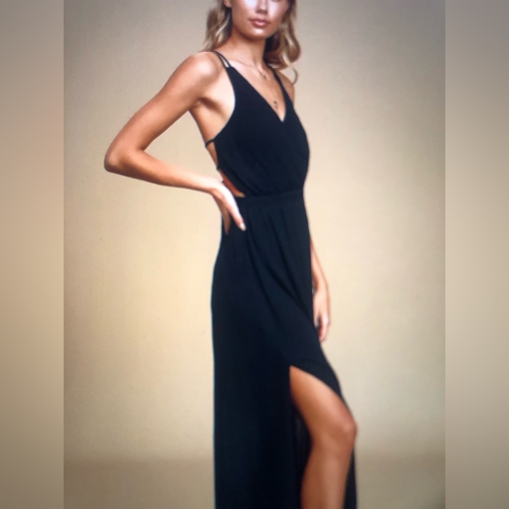 Lulus lost in paradise black maxi dress